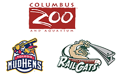 Columbus Zoo, Toledo Mud Hens and Gary Southshore Rail Cats logos